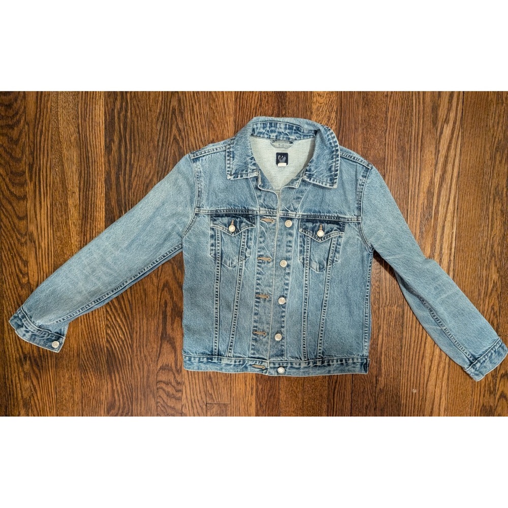 Vtg Y2K GAP Denim Jacket Blue Light Wash Button Up Trucker Womens XS 2000's